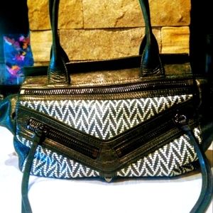 Botkier NY leather black - white leather purse